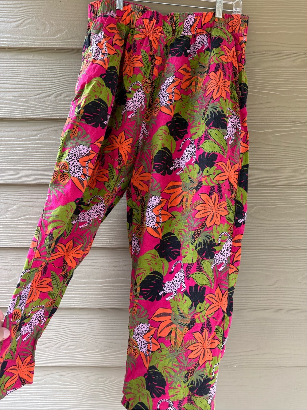 C & C California Women's Linen Tropical Print Wide Leg Jaguar Summer Pants Sz 1X - Picture 8 of 9